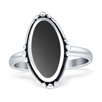 Oval Oxidized Black Onyx Thumb Ring 925 Sterling Silver Wholesale